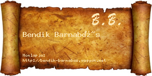 Bendik Barnabás névjegykártya